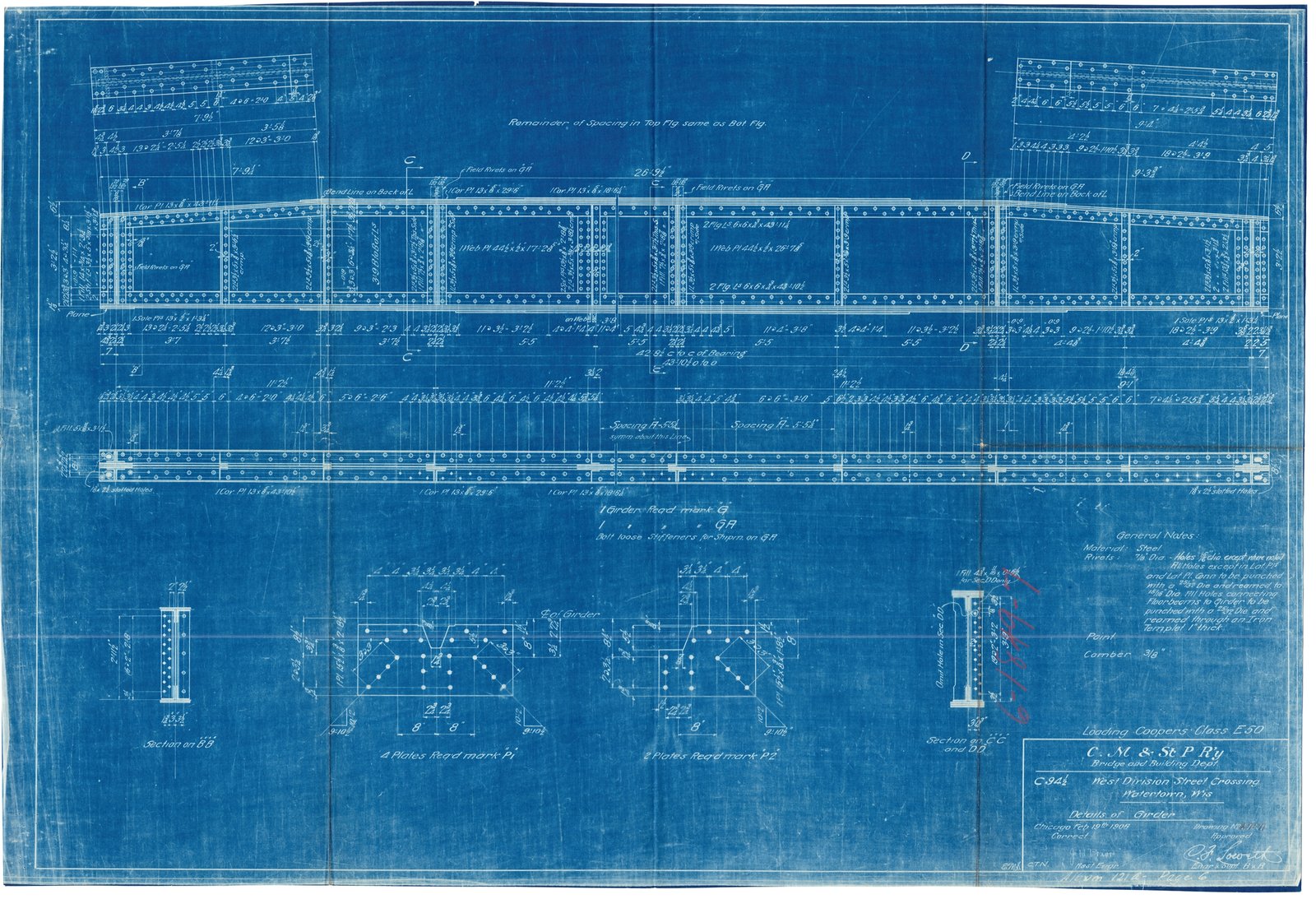 Plan, east track.  Courtesy of Milwaukee Road Archives at the Milwaukee Public Library